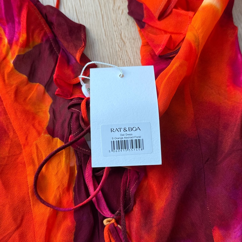 Rat & Boa Dali Dress - Orange Abstract Floral - Picture 3 of 5